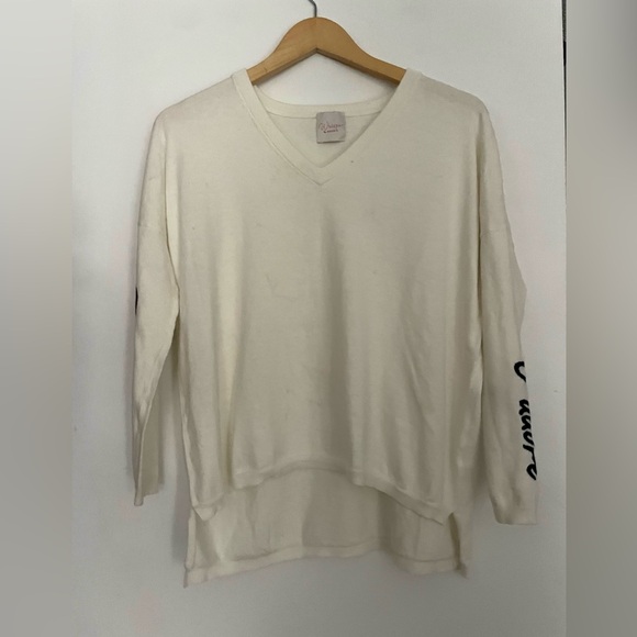 BRODIE Fine Cashmere Oversized V-Neck Sweater Cotton Cashmere Blend Relaxed Fit - Picture 4 of 9